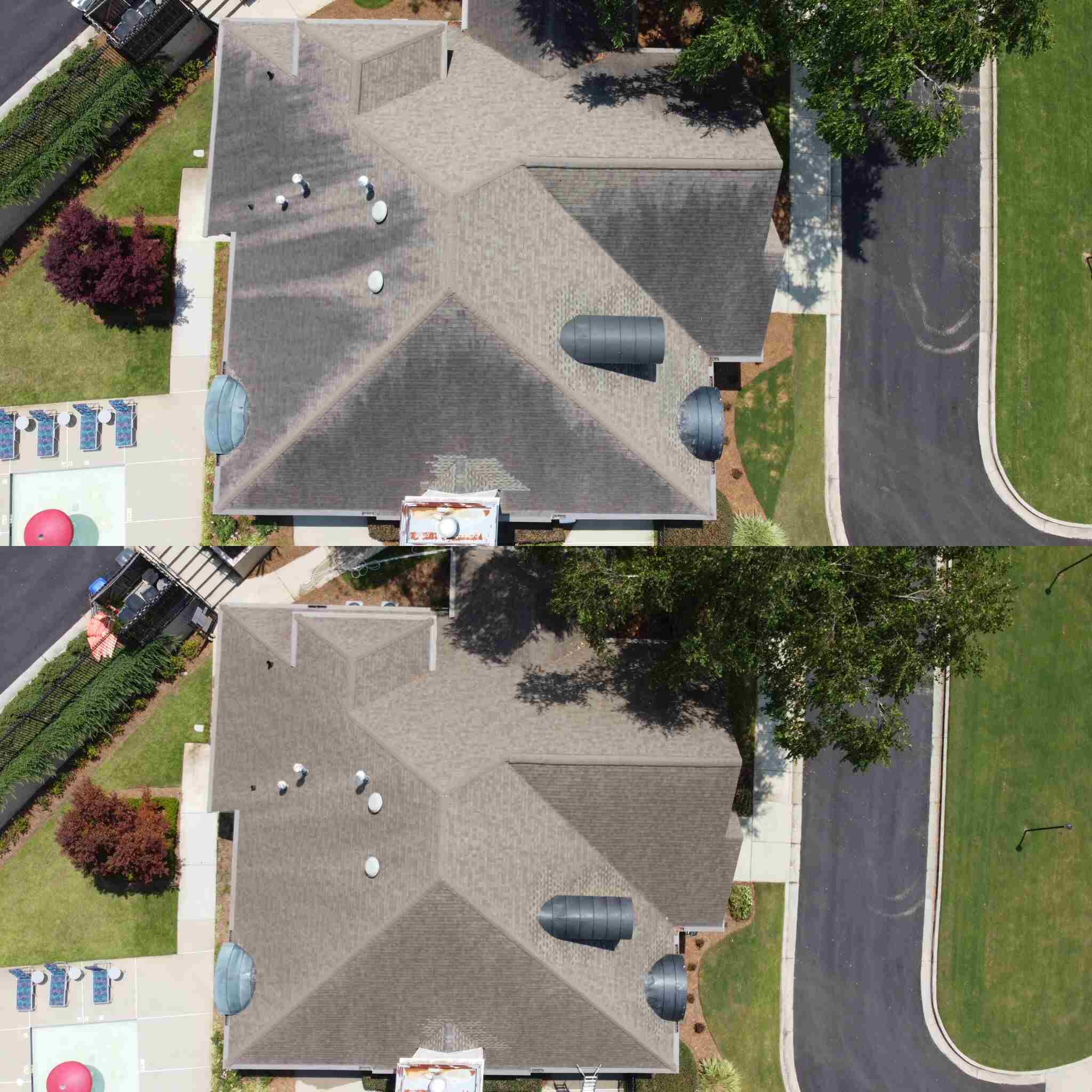 soft wash roof cleaning before and after